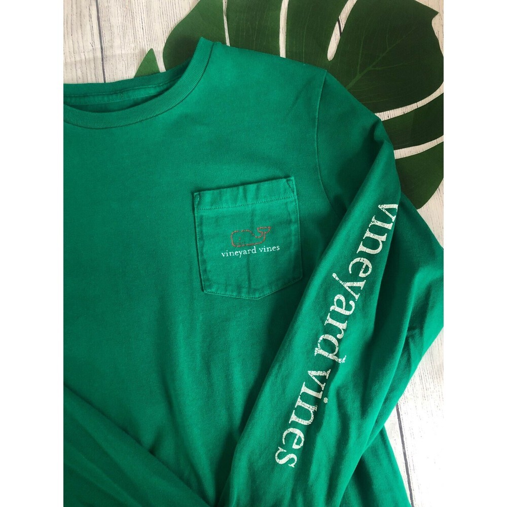 Vineyard Vines Kids Green Long Sleeve Graphic T Shirt Size Large 16